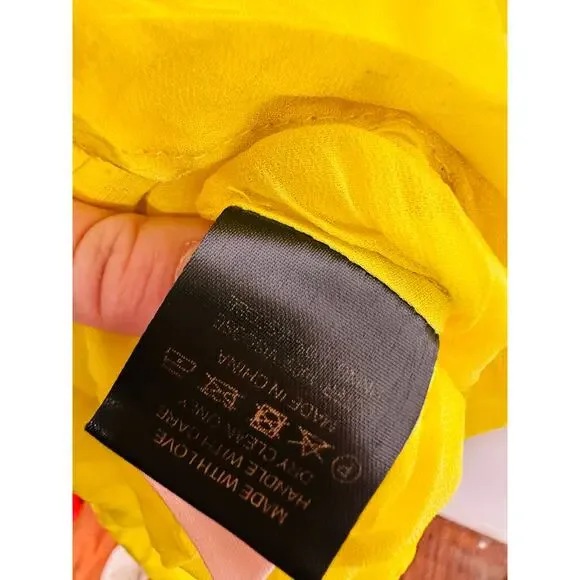 DE LA VALI Yellow Middle Front Cutout Ruching Flowy Sheer Skirt Olympia Gown 14 - Picture 14 of 16